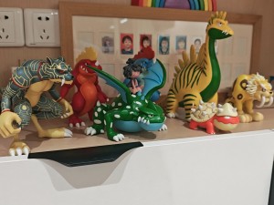石器时代手办模型买家秀，机豹、红人龙、绿蛙、蓝人龙、金雷龙